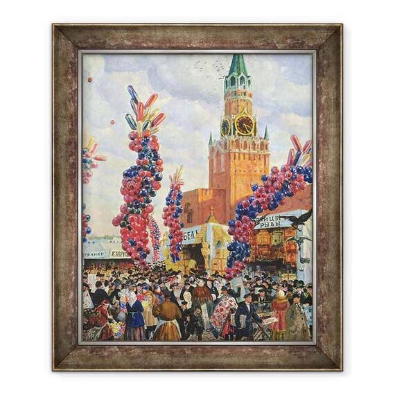 Tablou inramat - Boris Mikhailovich Kustodiev - Piata de Pasti la Kremlinul din Moscova - - Roveli