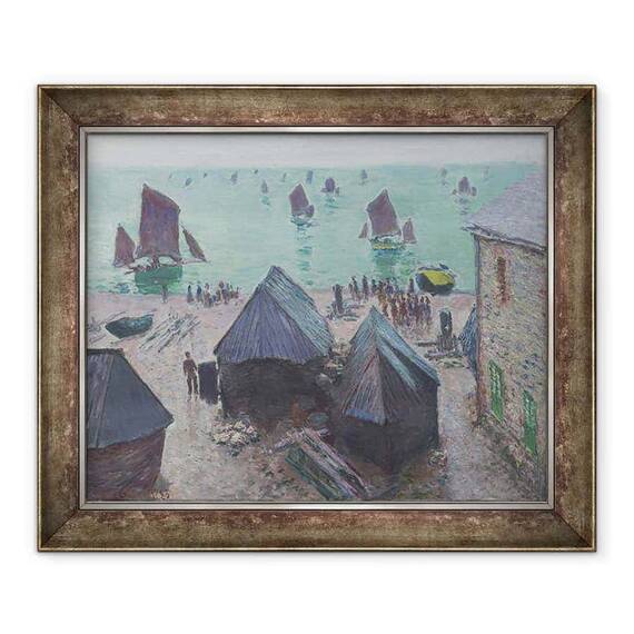 Tablou inramat - Claude Monet - Plecarea barcilor, Étretat - - Roveli