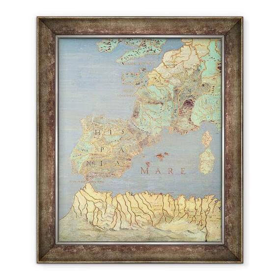 Tablou inramat - Antonio Giovanni de Varese - Harta Frantei, Spaniei si Africii de Nord-Vest - - Roveli
