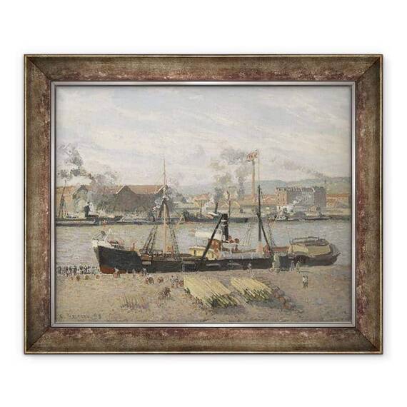Tablou inramat - Camille Pissarro - Portul Rouen, Lemn de descarcare - - Roveli
