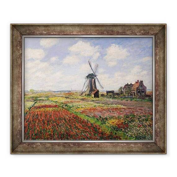 Tablou inramat - Claude Monet - Campurile lalele cu Rijnsburg Windmill - - Roveli