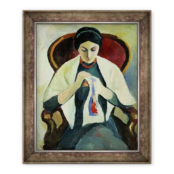 Tablou inramat - August Macke - Femeie de cusut - - Roveli