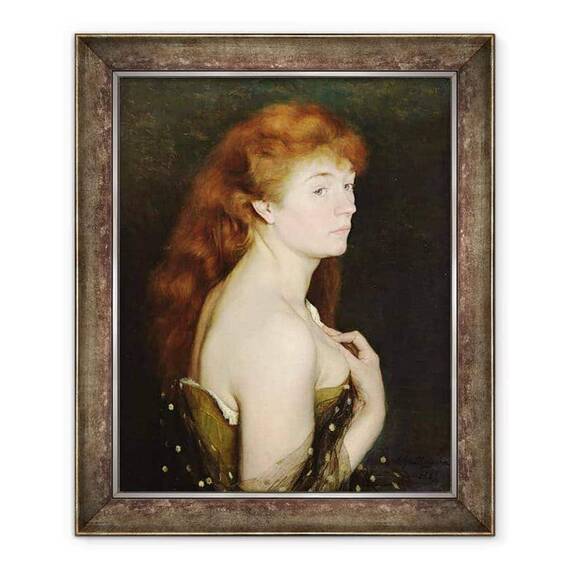 Tablou inramat - Charles Maurin - Portret De O Tanara Femeie Rosu - - Roveli