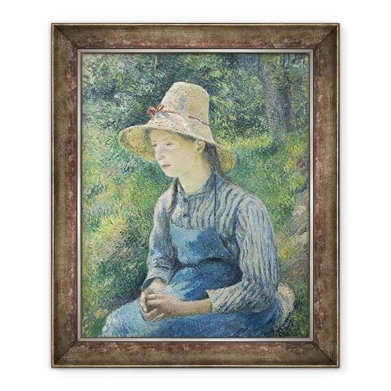 Tablou inramat - Camille Pissarro - Fata taraneasca cu o palarie de paie - - Roveli