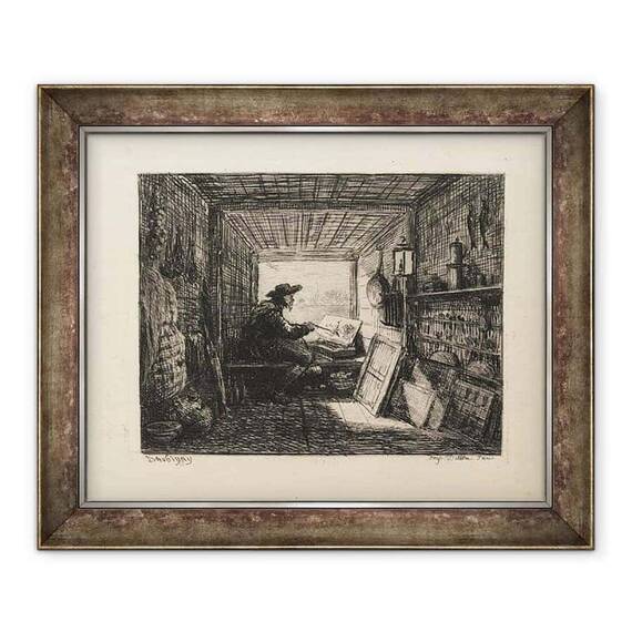 Tablou inramat - Charles Francois Daubigny - Studioul cu barca - - Roveli