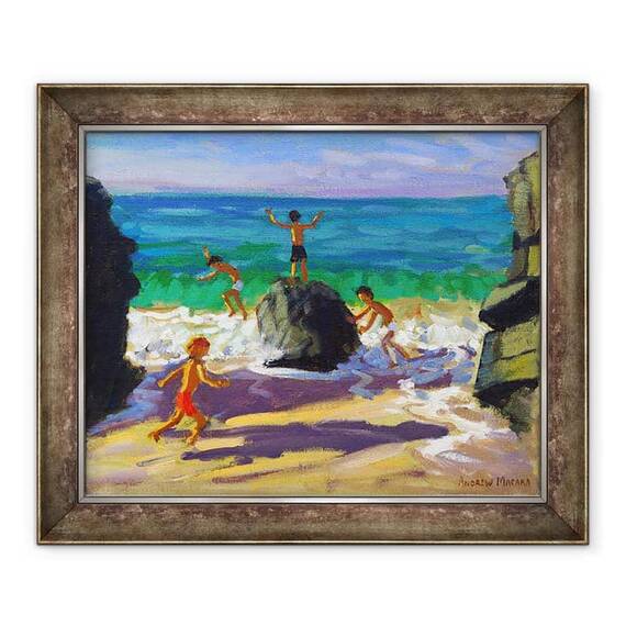Tablou inramat - Andrew Macara - alpinism pe roci, plaja Porthmeor, St Ives, 2013 - - Roveli