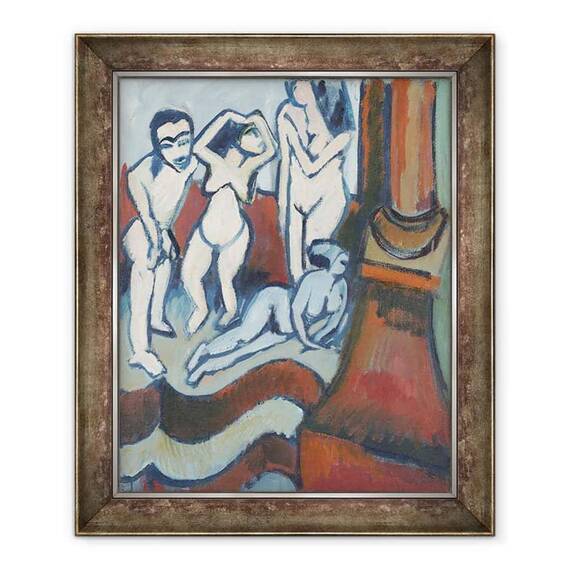 Tablou inramat - Ernst Ludwig Kirchner - Patru sculpturi in lemn recto - - Roveli