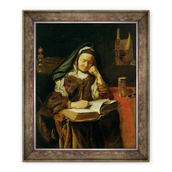 Tablou inramat - Cornelis Bisschop - Batrana Dormit - - Roveli