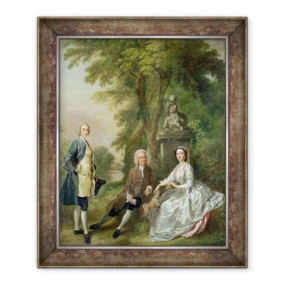 Tablou inramat - Francis Hayman - Jonathan Tyers d.1767 si fiica sa, Elisabeta, si sotul ei, John Wood - - Roveli