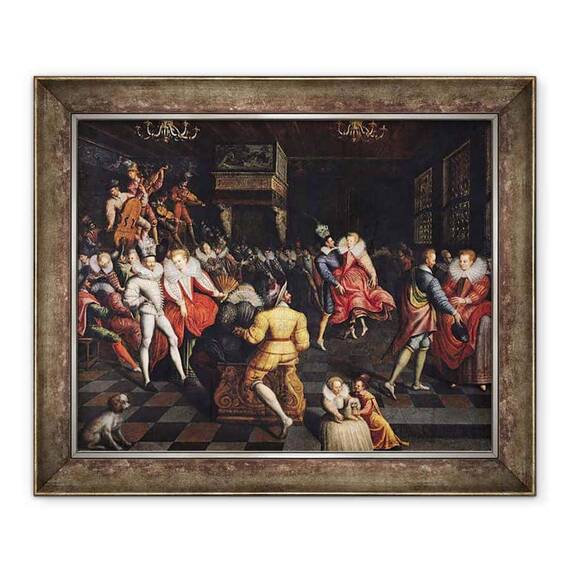 Tablou inramat - Scoala Franceza - Mingea de la Curtea de Valois - - Roveli