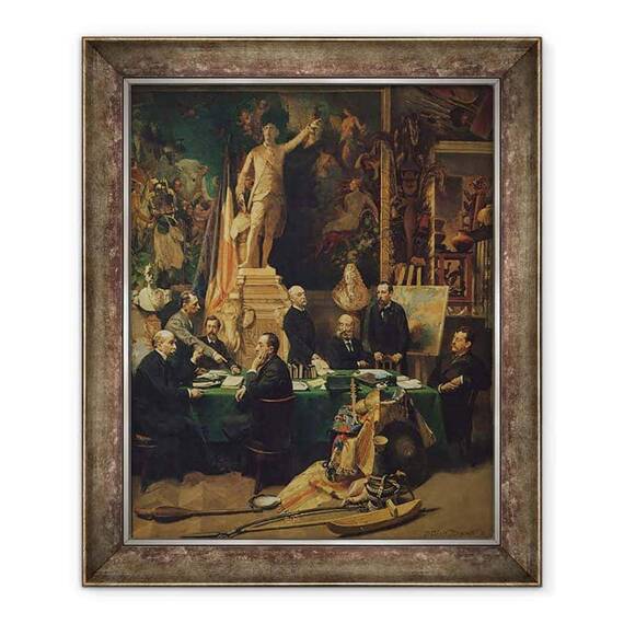 Tablou inramat - Felix Elie Regamey - Delegatii coloniali si feribotul Jules 1832-93 1892 - - Roveli