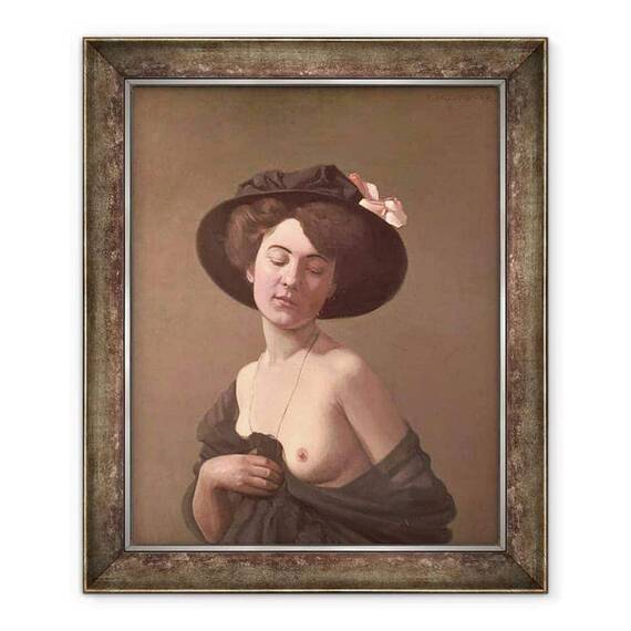 Tablou inramat - Felix Edouard Vallotton - Doamna intr-o palarie - - Roveli