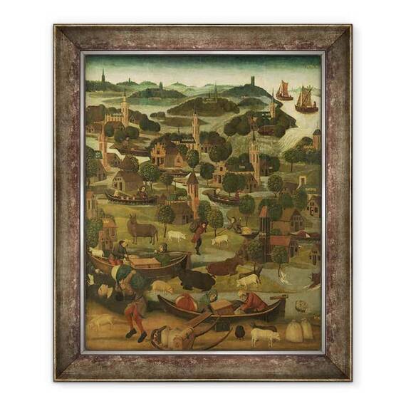 Tablou inramat - Scoala Olandeza - Ziua Sfantului Elisabeta de potop de catre Maestrul Sfintei Elisabeta panouri c.1490-5 I - - Roveli