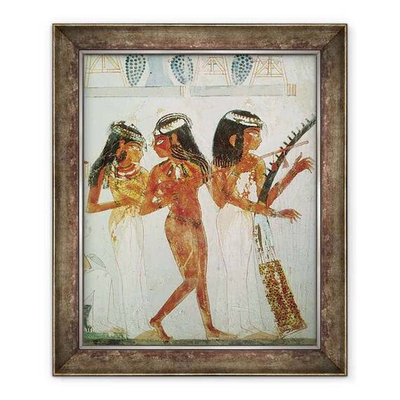 Tablou inramat - Egyptian 18th Dynasty - Muzicieni si dansatoare, din mormantul lui Nakht - - Roveli