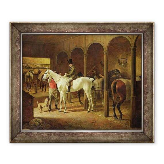 Tablou inramat - Franz Kruger - intr-un grajd - - Roveli
