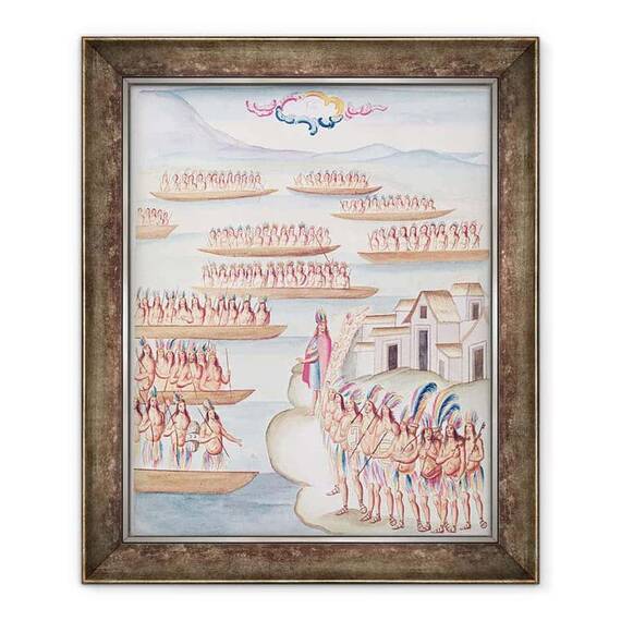 Tablou inramat - Diego Garcia Panes y Avellan - Tome 4 fol.14 Tlatelolco si laguna - - Roveli