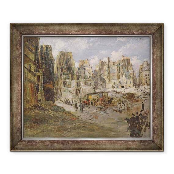 Tablou inramat - Felix Hilaire Buhot - Nivelarea cladirilor pentru crearea Avenue de lOpera - - Roveli