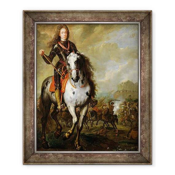 Tablou inramat - Scoala Flamanda - Portret ecvestru al Printului Eugene de Savoie 1663-1736 c.1700-10 - - Roveli