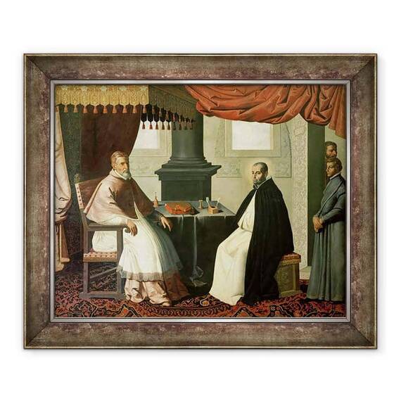 Tablou inramat - Francisco de Zurbaran - Sfantul Bruno 1030-1101 si Papa Urban al II-lea c.1035-99 1630-35 - - Roveli