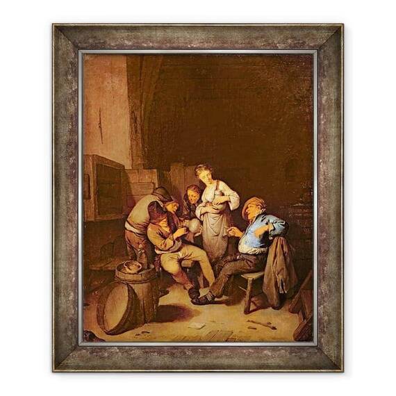 Tablou inramat - Cornelis Bega - Interiorul unei taverne olandeze - - Roveli