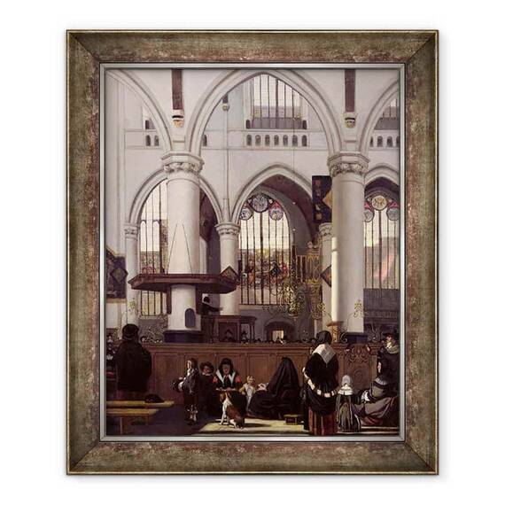 Tablou inramat - Emanuel de Witte - Interiorul lui Oude Kerk, Amsterdam - - Roveli
