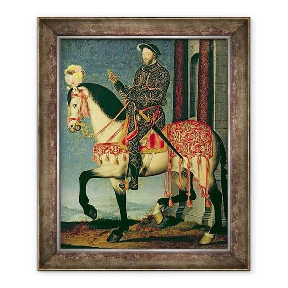 Tablou inramat - Francois Clouet - Portret ecvestru al Francisc I al Frantei - - Roveli