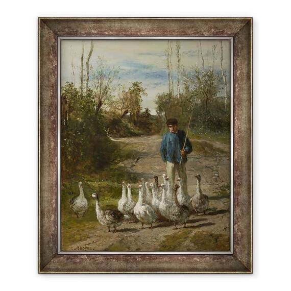 Tablou inramat - Constant-Emile Troyon - Gooseherd - - Roveli
