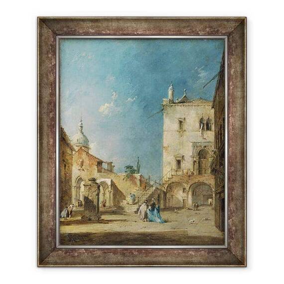Tablou inramat - Francesco Guardi - Vedere imaginara a unei piete venetiene sau Campo - - Roveli