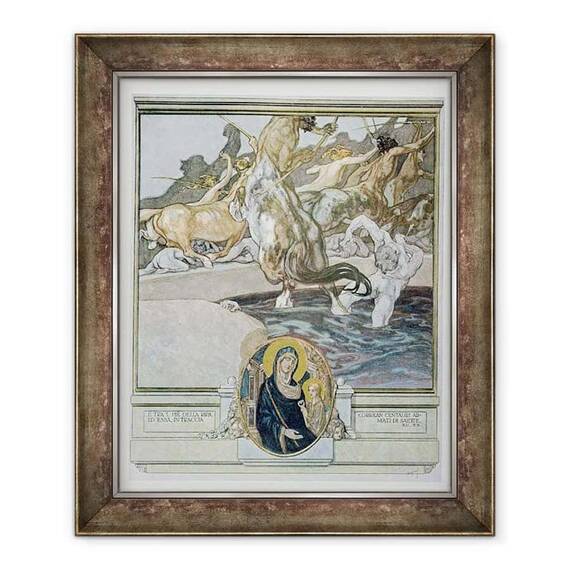 Tablou inramat - Franz von Bayros - Ilustratie din Comedia divina a lui Dante, Inferno, Canto XII - 55 - - Roveli