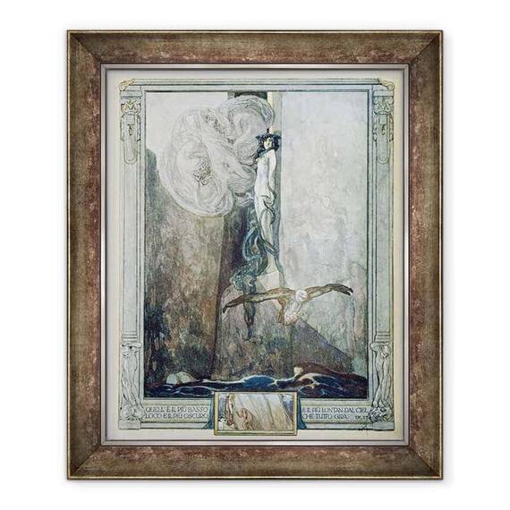 Tablou inramat - Franz von Bayros - Ilustratie din Comedia divina a lui Dante, Inferno, Canto IX. 28 - - Roveli