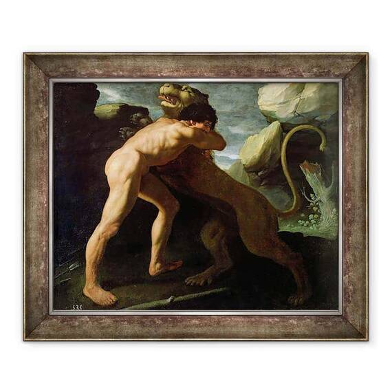 Tablou inramat - Francisco de Zurbaran - Hercule lupta cu leul din Nemeea - - Roveli