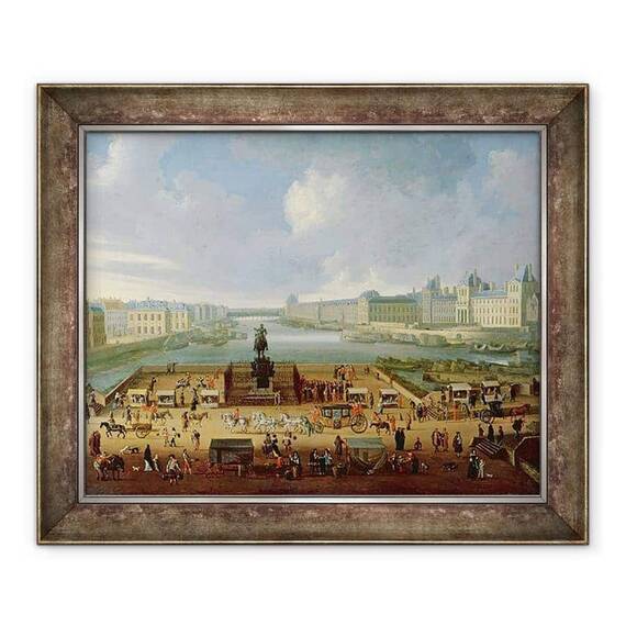 Tablou inramat - Scoala Franceza - Sena, Luvru si Colegiul celor Patru Natiuni vazute din Pont Neuf - - Roveli