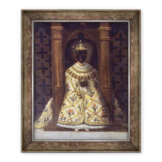 Tablou inramat - Scoala Franceza - Fecioara Neagra din Chadaraita dat de Ludovic al XI-lea 1423-83 - - Roveli