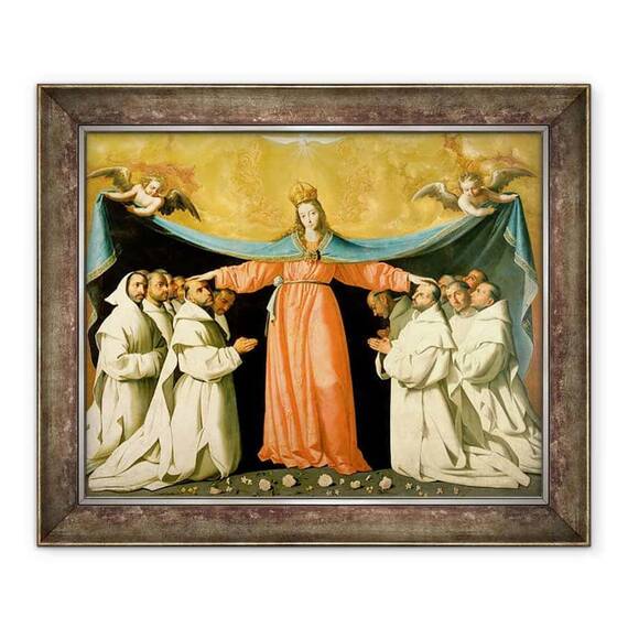 Tablou inramat - Francisco de Zurbaran - Fecioara din Misericordia adapostind cartusii - - Roveli