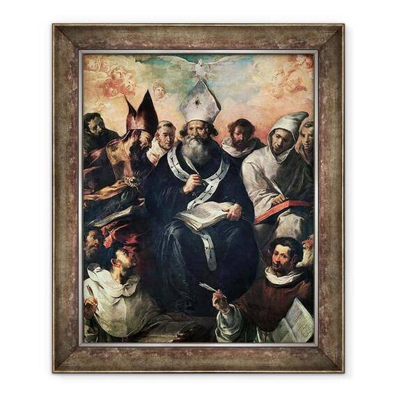 Tablou inramat - Francisco Herrera - Sfantul Vasile dicteaza doctrina sa - - Roveli