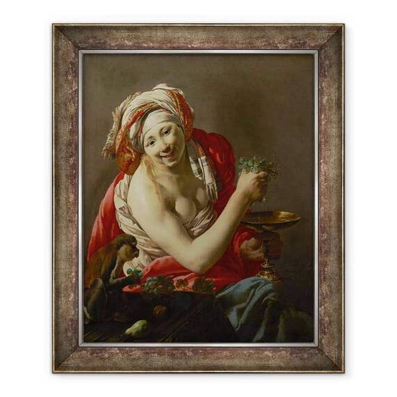 Tablou inramat - Hendrick Ter Brugghen - Bacchante cu o maimuta - - Roveli