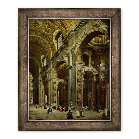 Tablou inramat - Giovanni Paolo Pannini - Cardinalul Melchior de Polignac 1661-1742 Vizitand Sfantul Petru la Roma ulei pe panza - - Roveli