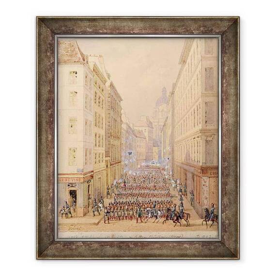 Tablou inramat - Gaspard Gobaut - Martie a primului batalion, Rue Cultura Sainte-Catherine - - Roveli