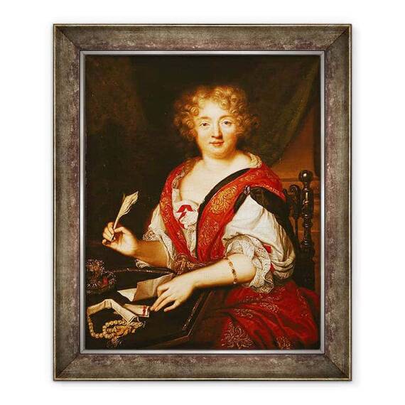 Tablou inramat - Scoala Franceza - Portret De Madame De Sevigne Scrierea - - Roveli