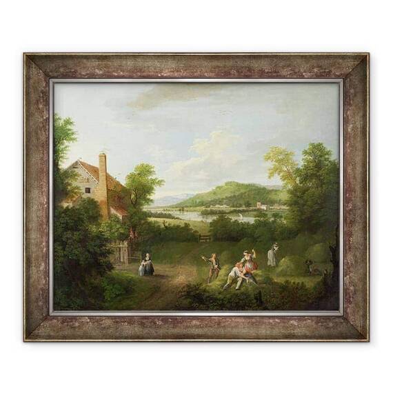 Tablou inramat - George Lambert - Peisaj cu fermieri - - Roveli