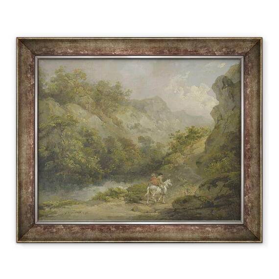 Tablou inramat - George Morland - Peisaj stancos cu doi barbati pe un cal - - Roveli