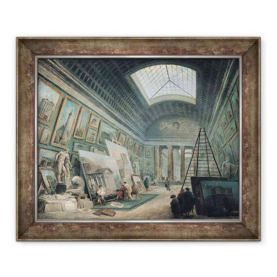 Tablou inramat - Hubert Robert - O galerie muzeala cu arta romana antica - - Roveli