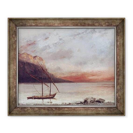 Tablou inramat - Gustave Courbet - Apus de soare peste Lacul Leman - - Roveli