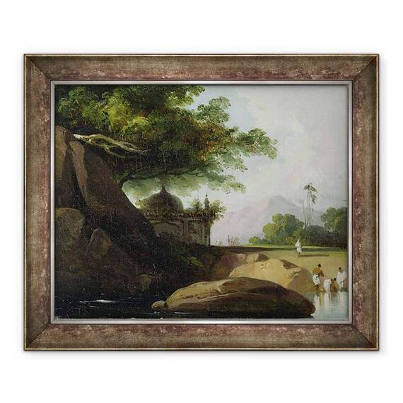 Tablou inramat - George Chinnery - Peisaj indian cu templu - - Roveli