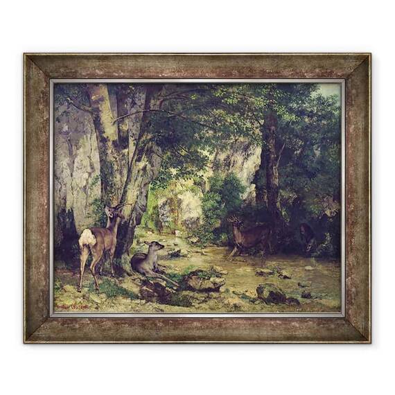 Tablou inramat - Gustave Courbet - intoarcerea cerb la parau la Plaisir-Fontaine - - Roveli