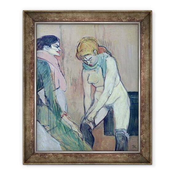 Tablou inramat - Henri de Toulouse-Lautrec - Femeia Punerea pe ciorap ei, sau Femeia Casei - - Roveli
