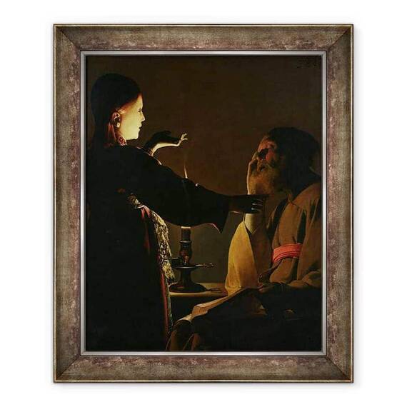 Tablou inramat - Georges de la Tour - Aspectul ingerului catre Sfantul Iosif, cunoscut si sub numele de Visul Sfantului Iosif - - Roveli