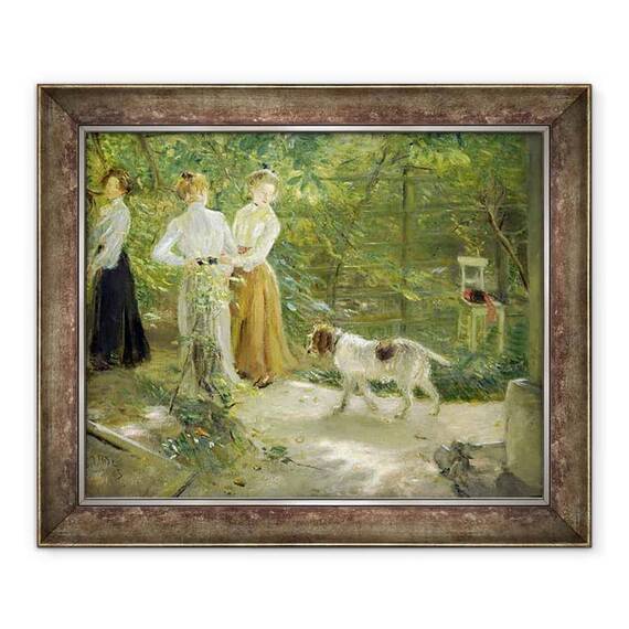 Tablou inramat - Fritz von Uhde - Vedere a gradinii artistului cu fiicele sale - - Roveli