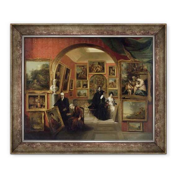 Tablou inramat - John Scarlett Davis - Interiorul Galeriei Institutiei Britanice - - Roveli