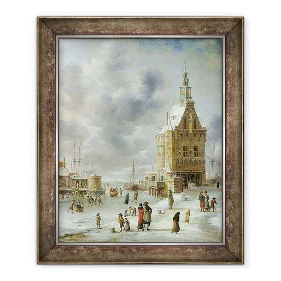 Tablou inramat - Jan Abrahamsz. Beerstraten - Poarta orasului Hoorn - - Roveli